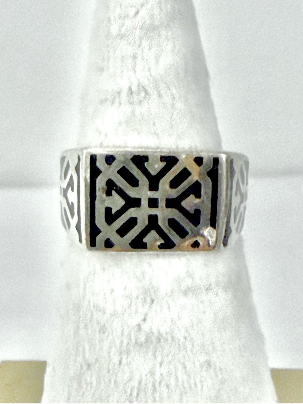 DGS Turkey 925 Sterling Silver Black Geometric Ring Turkish Design Sz 8